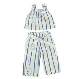 J.Crew CrewCuts Linen Blend Set Ruffle Strap Top & Tie Waist Pant Greece Set 3